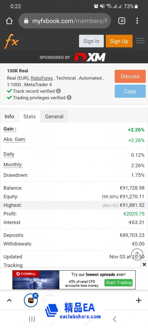 多货币对冲套利EA统计图